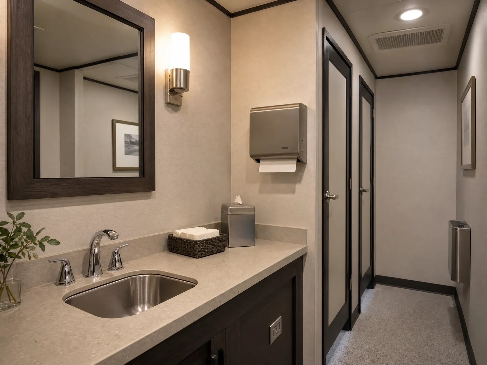Restroom trailers for a comfortable, private experience portable sanitation setup